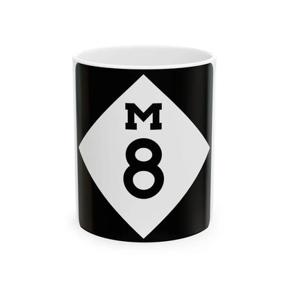 M-8 (Michigan) (Road Sign) White Coffee Mug 11oz - Go Mug Yourself