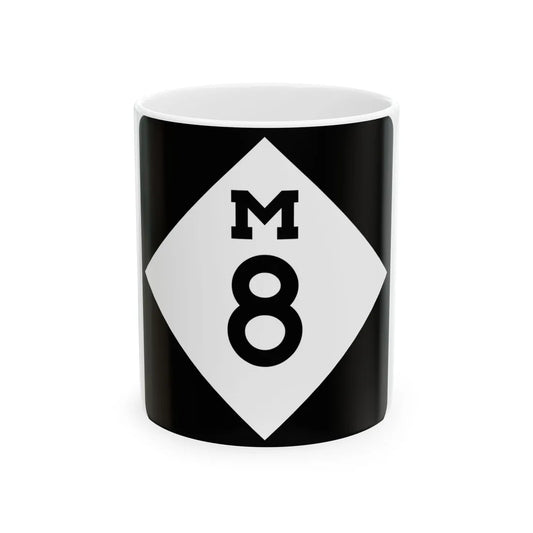 M-8 (Michigan) (Road Sign) White Coffee Mug 11oz - Go Mug Yourself