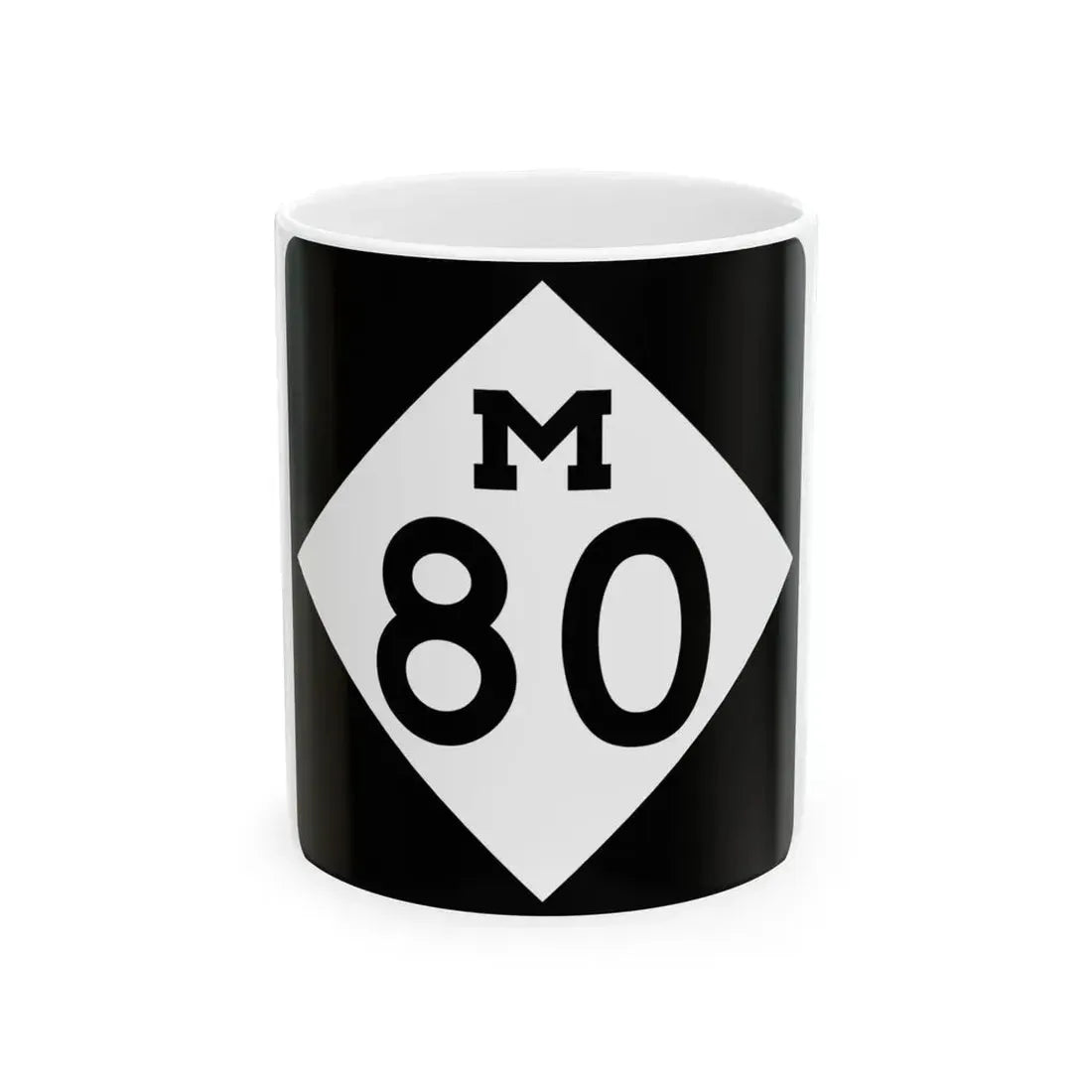 M-80 (Michigan) (Road Sign) White Coffee Mug 11oz - Go Mug Yourself