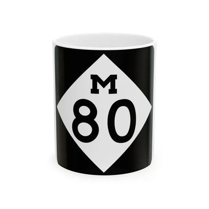 M-80 (Michigan) (Road Sign) White Coffee Mug 11oz - Go Mug Yourself