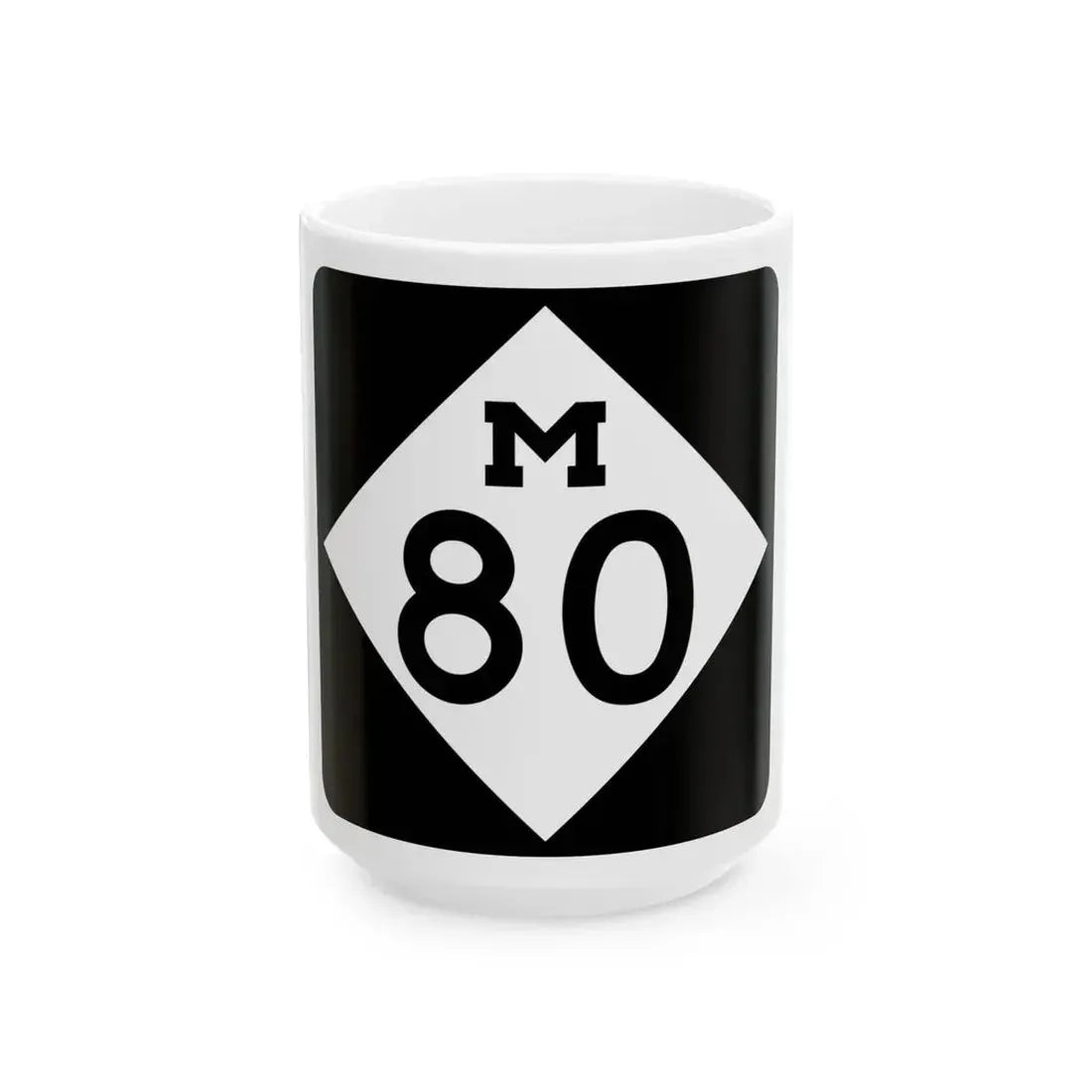 M-80 (Michigan) (Road Sign) White Coffee Mug 15oz - Go Mug Yourself