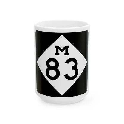 M-83 (Michigan) (Road Sign) White Coffee Mug 15oz - Go Mug Yourself