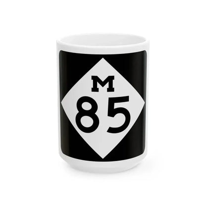 M-85 (Michigan) (Road Sign) White Coffee Mug 15oz - Go Mug Yourself