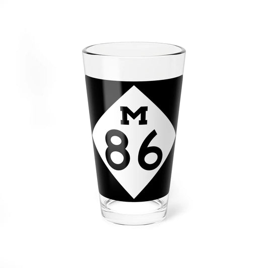 M-86 (Michigan) (Road Sign) Pint Glass 16oz 16oz - Go Mug Yourself