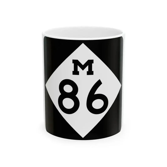 M-86 (Michigan) (Road Sign) White Coffee Mug 11oz - Go Mug Yourself