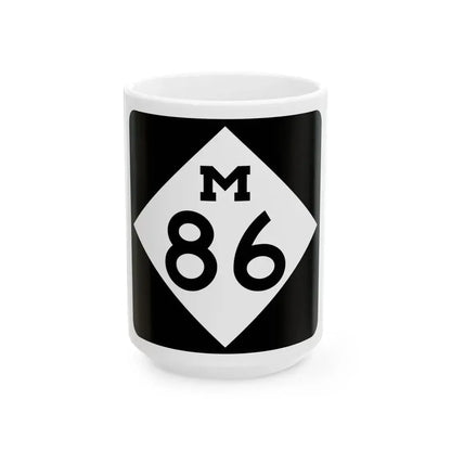 M-86 (Michigan) (Road Sign) White Coffee Mug 15oz - Go Mug Yourself