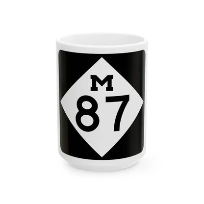 M-87 (Michigan) (Road Sign) White Coffee Mug 15oz - Go Mug Yourself