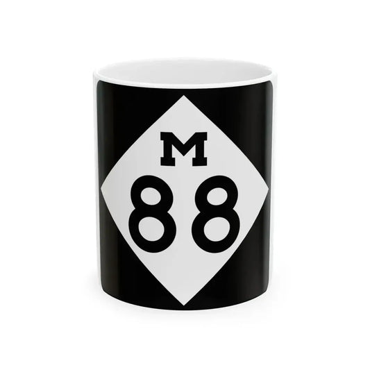 M-88 (Michigan) (Road Sign) White Coffee Mug 11oz - Go Mug Yourself