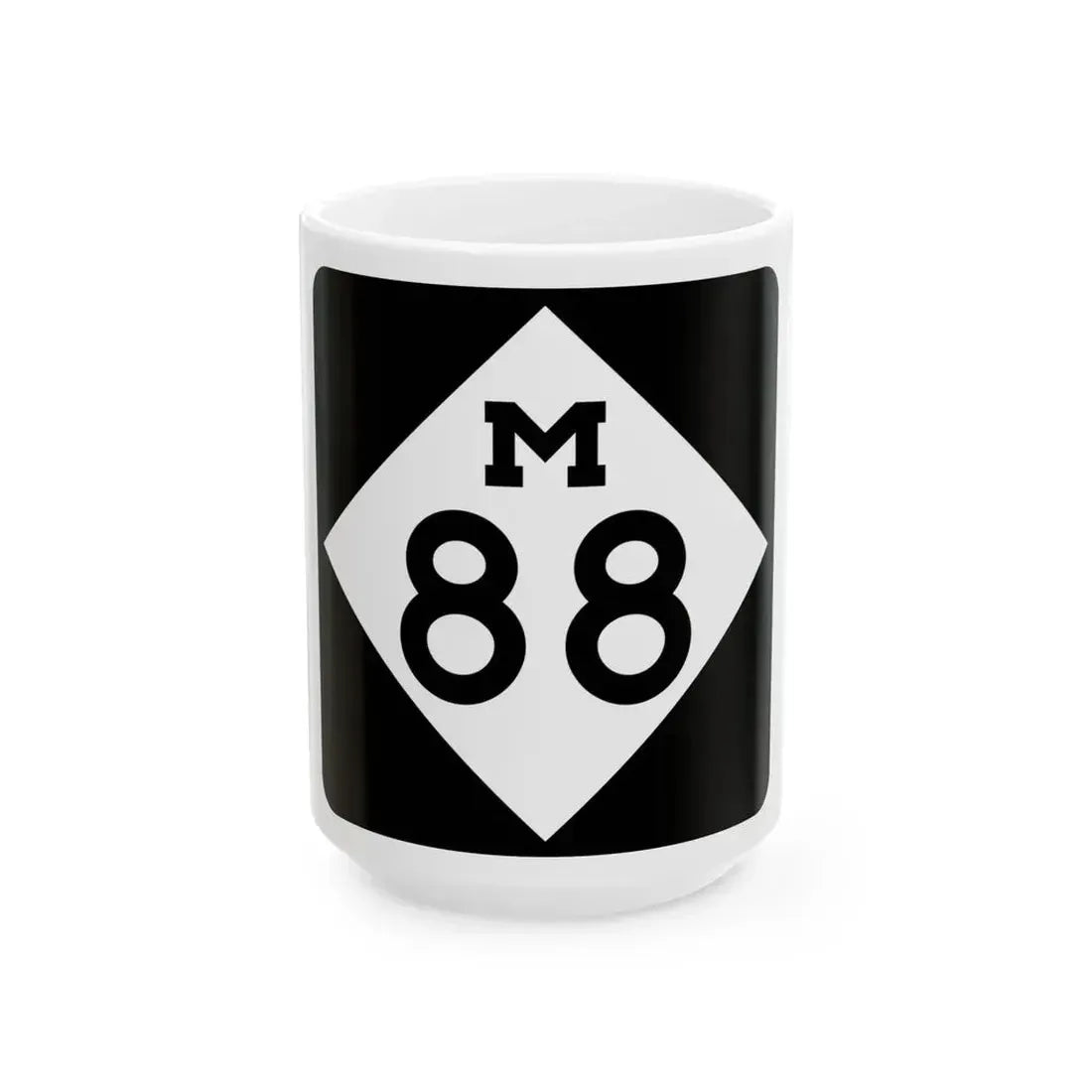 M-88 (Michigan) (Road Sign) White Coffee Mug 15oz - Go Mug Yourself