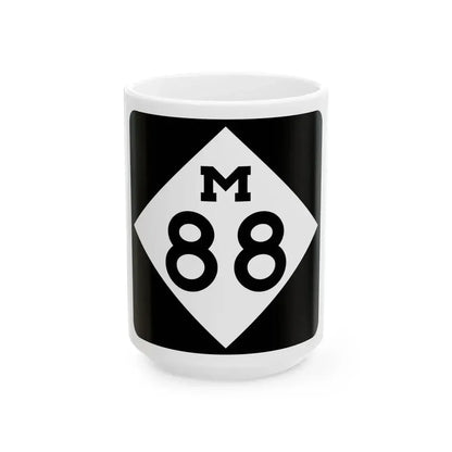 M-88 (Michigan) (Road Sign) White Coffee Mug 15oz - Go Mug Yourself