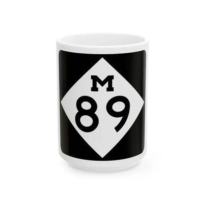 M-89 (Michigan) (Road Sign) White Coffee Mug 15oz - Go Mug Yourself