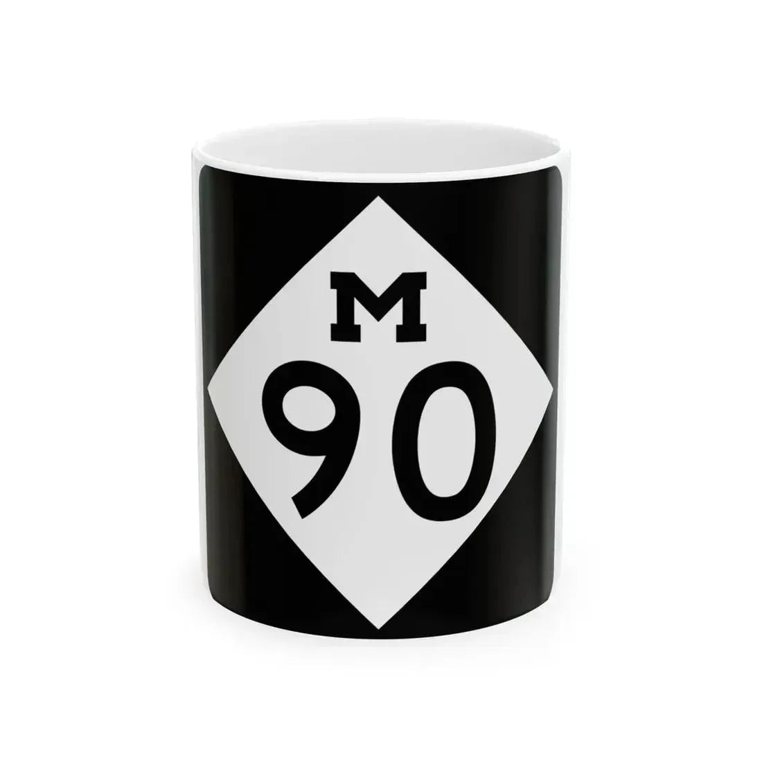 M-90 (Michigan) (Road Sign) White Coffee Mug 11oz - Go Mug Yourself