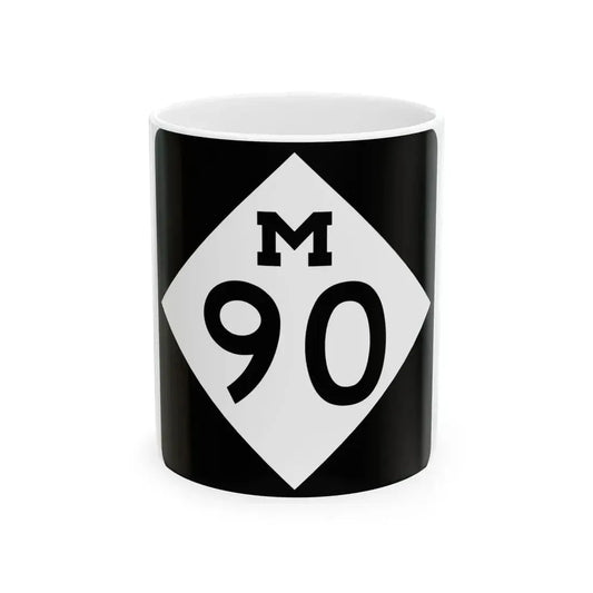 M-90 (Michigan) (Road Sign) White Coffee Mug 11oz - Go Mug Yourself