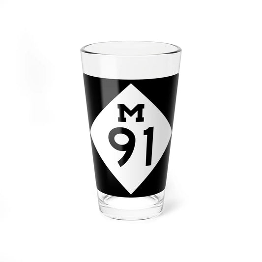M-91 (Michigan) (Road Sign) Pint Glass 16oz 16oz - Go Mug Yourself