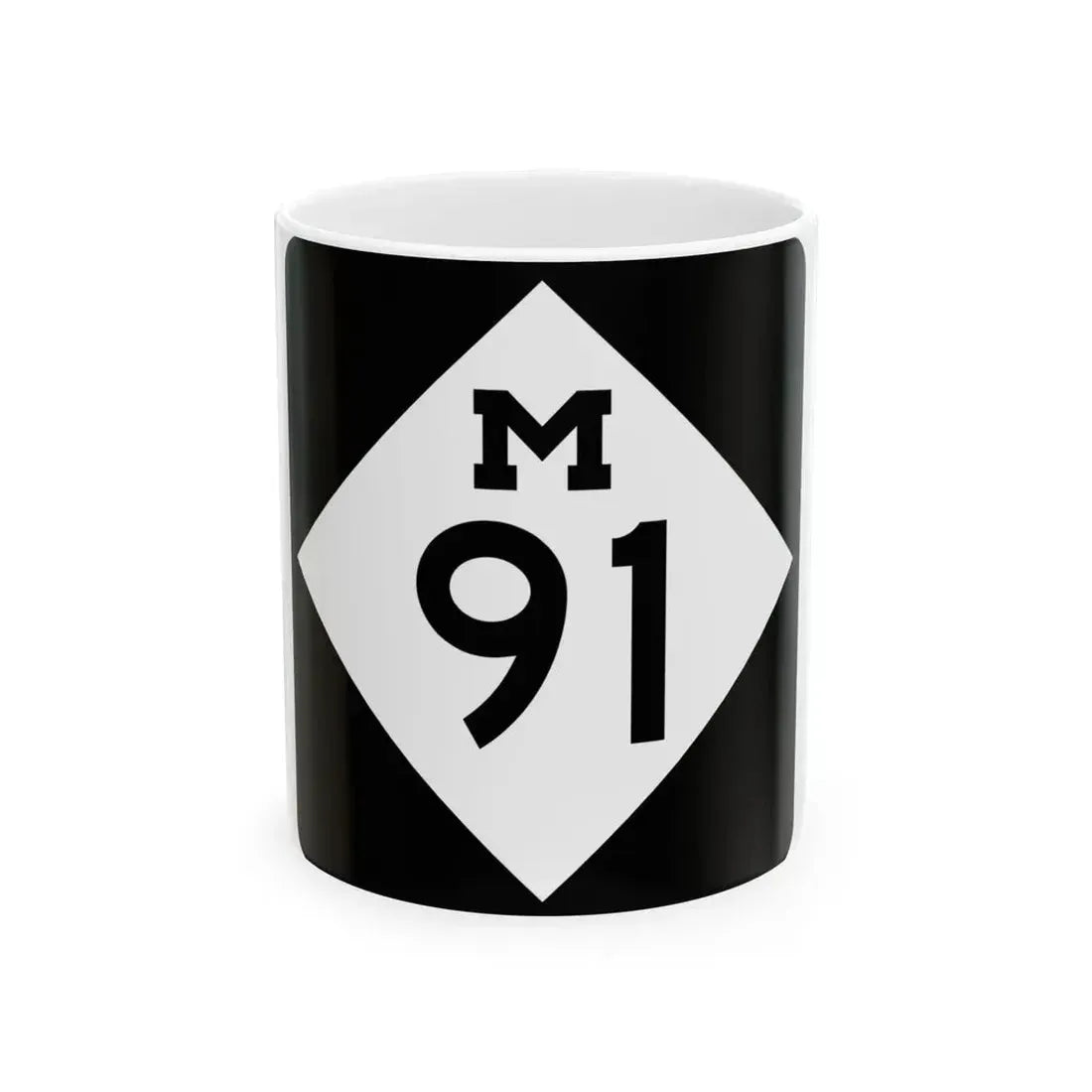 M-91 (Michigan) (Road Sign) White Coffee Mug 11oz - Go Mug Yourself