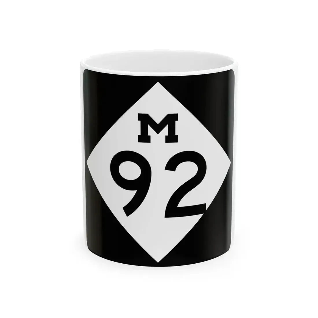 M-92 (Michigan) (Road Sign) White Coffee Mug 11oz - Go Mug Yourself
