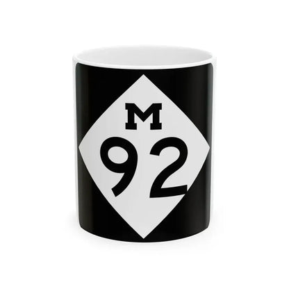 M-92 (Michigan) (Road Sign) White Coffee Mug 11oz - Go Mug Yourself