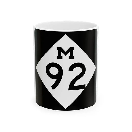 M-92 (Michigan) (Road Sign) White Coffee Mug 11oz - Go Mug Yourself