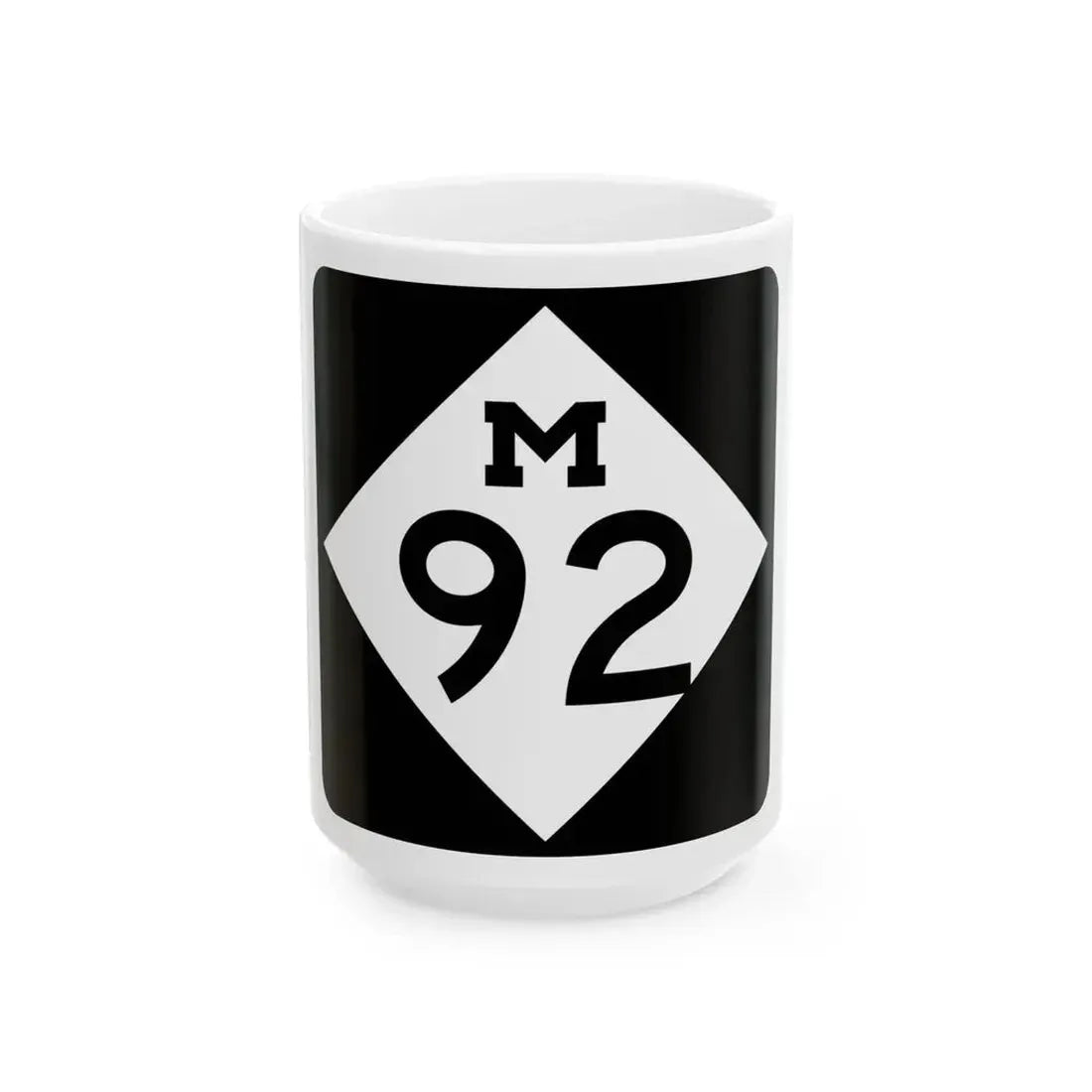 M-92 (Michigan) (Road Sign) White Coffee Mug 15oz - Go Mug Yourself