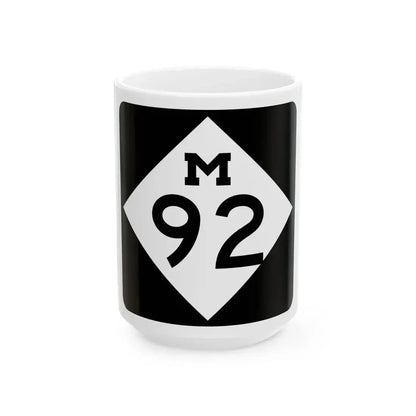 M-92 (Michigan) (Road Sign) White Coffee Mug 15oz - Go Mug Yourself