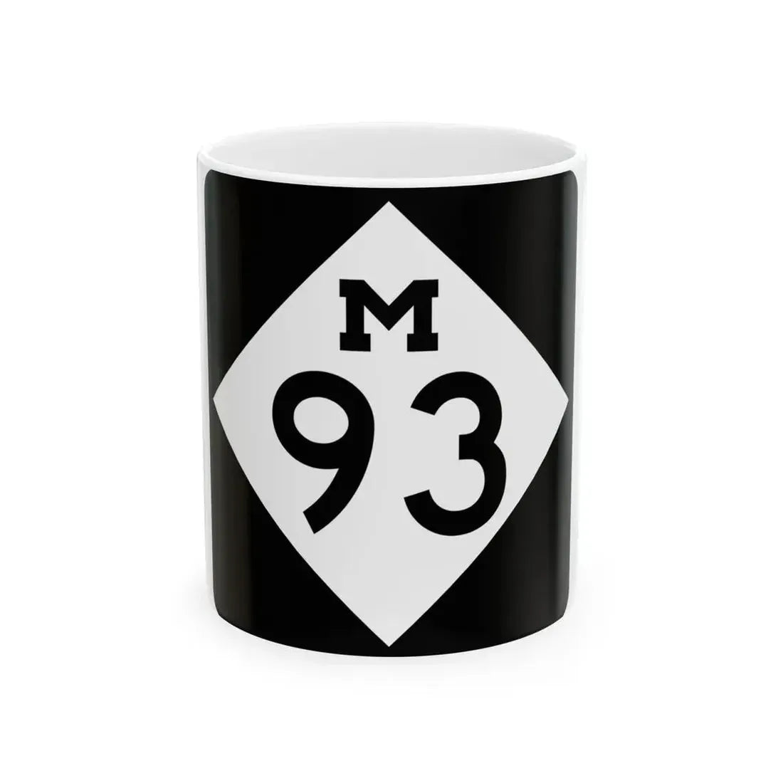 M-93 (Michigan) (Road Sign) White Coffee Mug 11oz - Go Mug Yourself