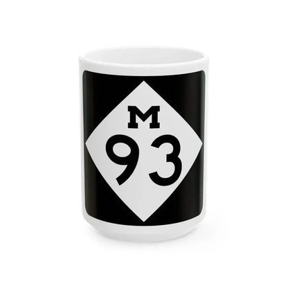 M-93 (Michigan) (Road Sign) White Coffee Mug 15oz - Go Mug Yourself