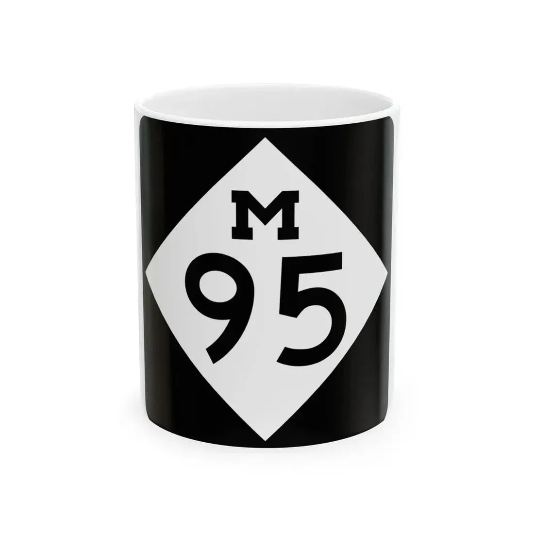 M-95 (Michigan) (Road Sign) White Coffee Mug 11oz - Go Mug Yourself