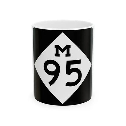 M-95 (Michigan) (Road Sign) White Coffee Mug 11oz - Go Mug Yourself