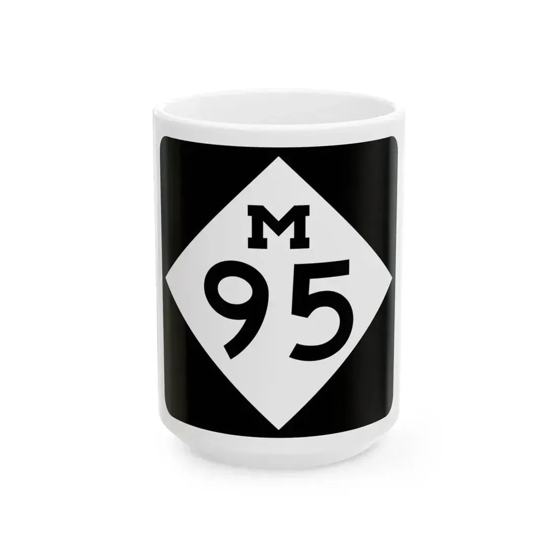 M-95 (Michigan) (Road Sign) White Coffee Mug 15oz - Go Mug Yourself
