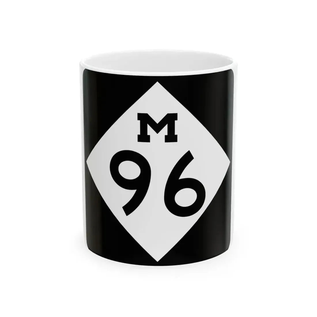 M-96 (Michigan) (Road Sign) White Coffee Mug 11oz - Go Mug Yourself