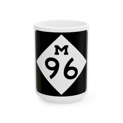 M-96 (Michigan) (Road Sign) White Coffee Mug 15oz - Go Mug Yourself
