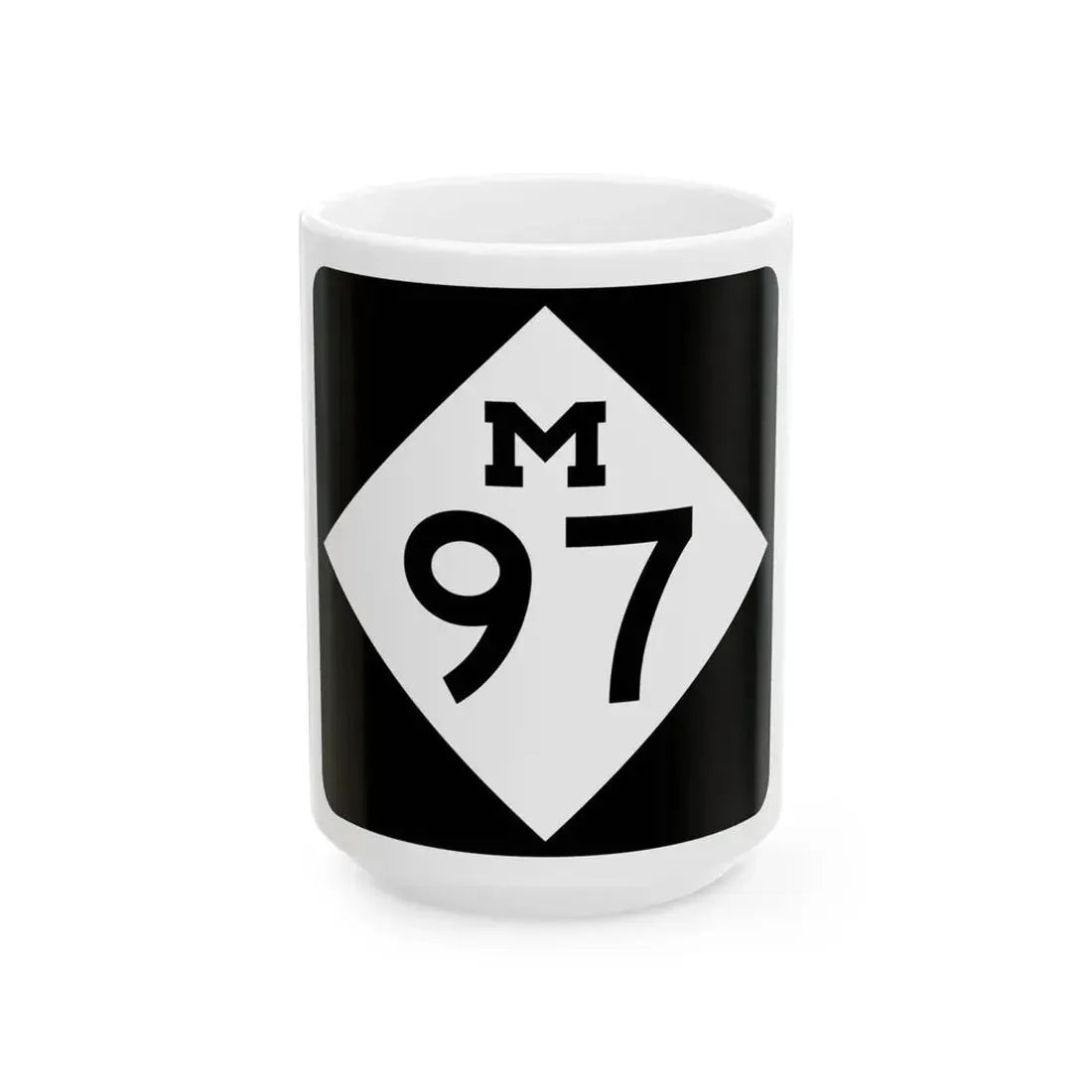 M-97 (Michigan) (Road Sign) White Coffee Mug 15oz - Go Mug Yourself