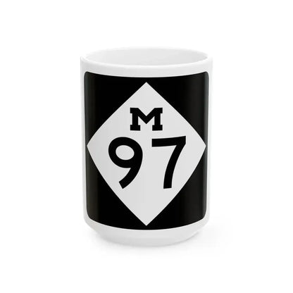 M-97 (Michigan) (Road Sign) White Coffee Mug 15oz - Go Mug Yourself