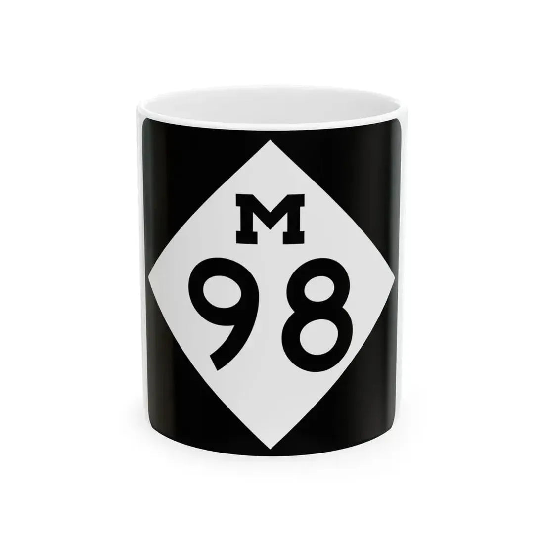 M-98 (Michigan) (Road Sign) White Coffee Mug 11oz - Go Mug Yourself