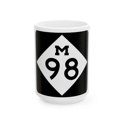 M-98 (Michigan) (Road Sign) White Coffee Mug 15oz - Go Mug Yourself