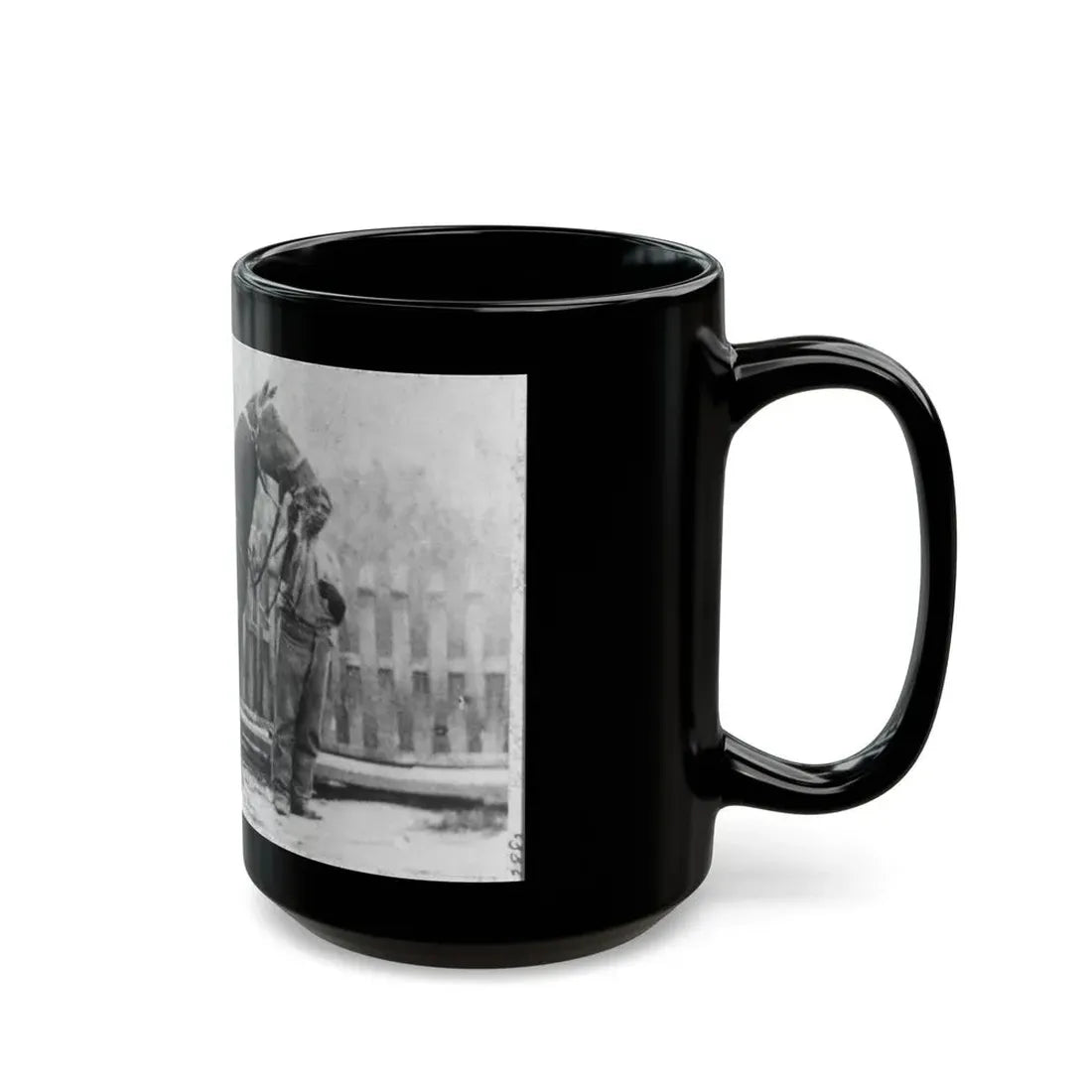 M. Miller, Colonel, 18th Mo. Infantry, Full-Length Portrait, Facing Right, Standing Before Horse Held By African-American Man (U.S. Civil War) Black Coffee Mug - Go Mug Yourself