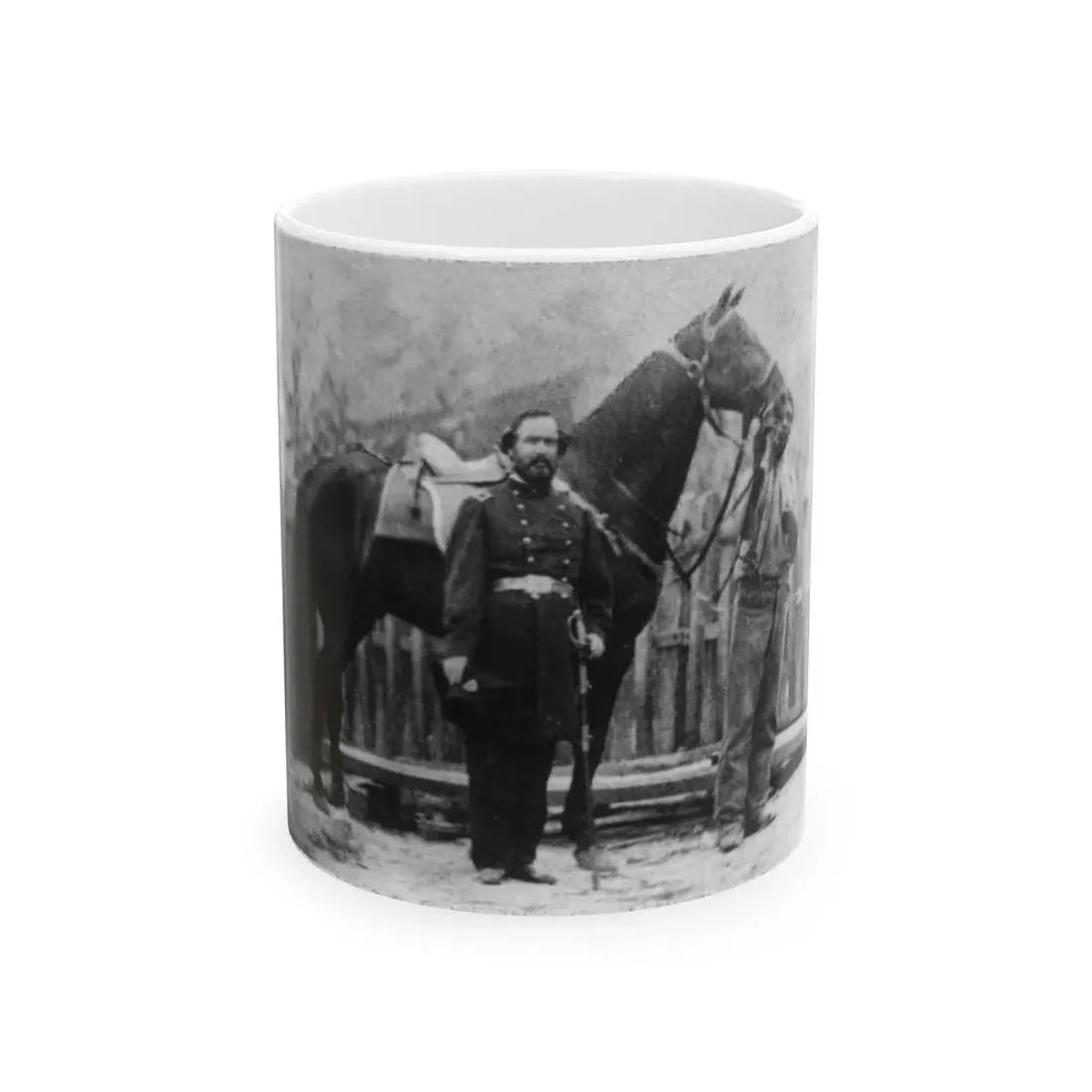 M. Miller, Colonel, 18th Mo. Infantry, Full-Length Portrait, Facing Right, Standing Before Horse Held By African-American Man (U.S. Civil War) White Coffee Mug 11oz - Go Mug Yourself