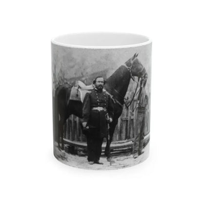M. Miller, Colonel, 18th Mo. Infantry, Full-Length Portrait, Facing Right, Standing Before Horse Held By African-American Man (U.S. Civil War) White Coffee Mug 11oz - Go Mug Yourself
