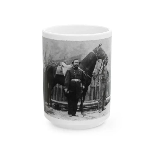 M. Miller, Colonel, 18th Mo. Infantry, Full-Length Portrait, Facing Right, Standing Before Horse Held By African-American Man (U.S. Civil War) White Coffee Mug 15oz - Go Mug Yourself