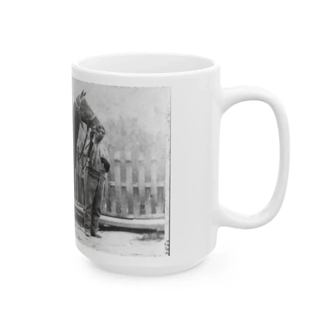 M. Miller, Colonel, 18th Mo. Infantry, Full-Length Portrait, Facing Right, Standing Before Horse Held By African-American Man (U.S. Civil War) White Coffee Mug - Go Mug Yourself