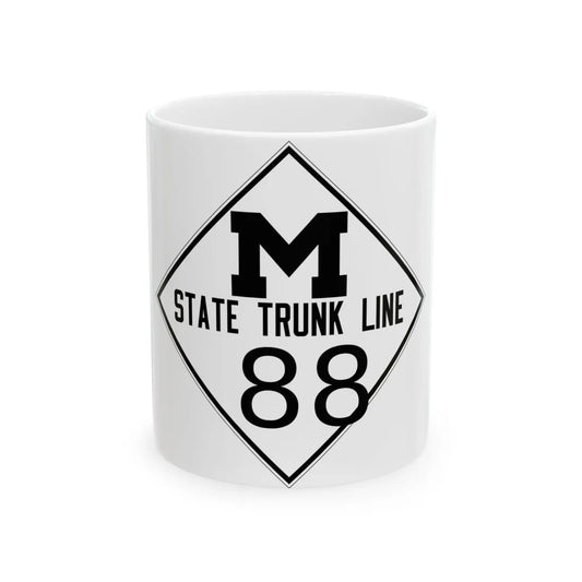 M template 1919 (Michigan) (Road Sign) White Coffee Mug 11oz - Go Mug Yourself