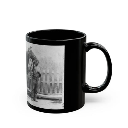 M. Miller, Colonel, 18th Mo. Infantry, Full-Length Portrait, Facing Right, Standing Before Horse Held By African-American Man (U.S. Civil War) Black Coffee Mug-Go Mug Yourself