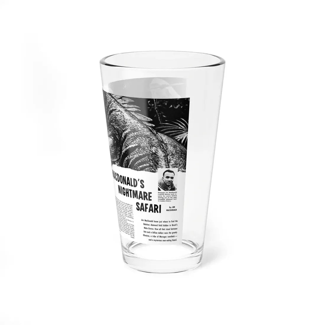 Macdonald's Nightmare Safari, Man's Conquest, August 1959 - Pint Glass 16oz - Go Mug Yourself