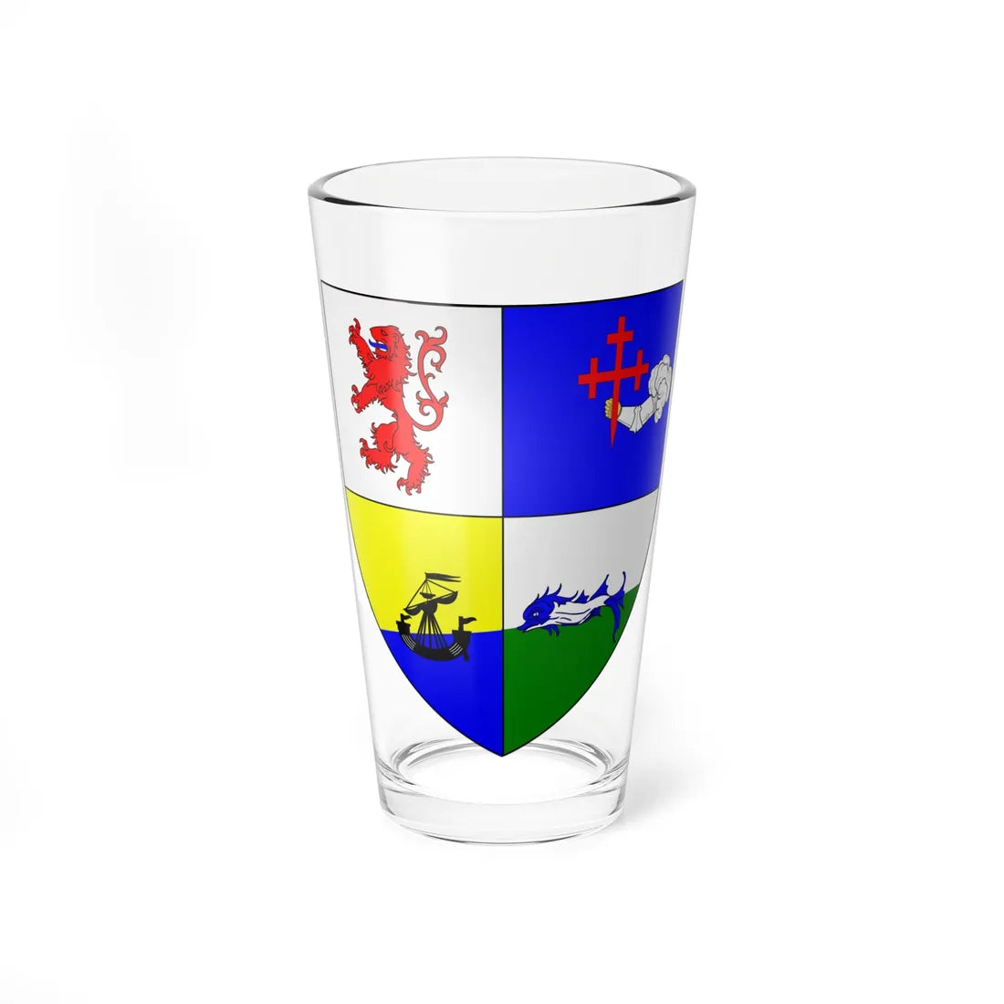 MacDonnell coat of arms as shown in Dunluce Castle (Ireland) (Coat of Arms) Pint Glass 16oz 16oz - Go Mug Yourself