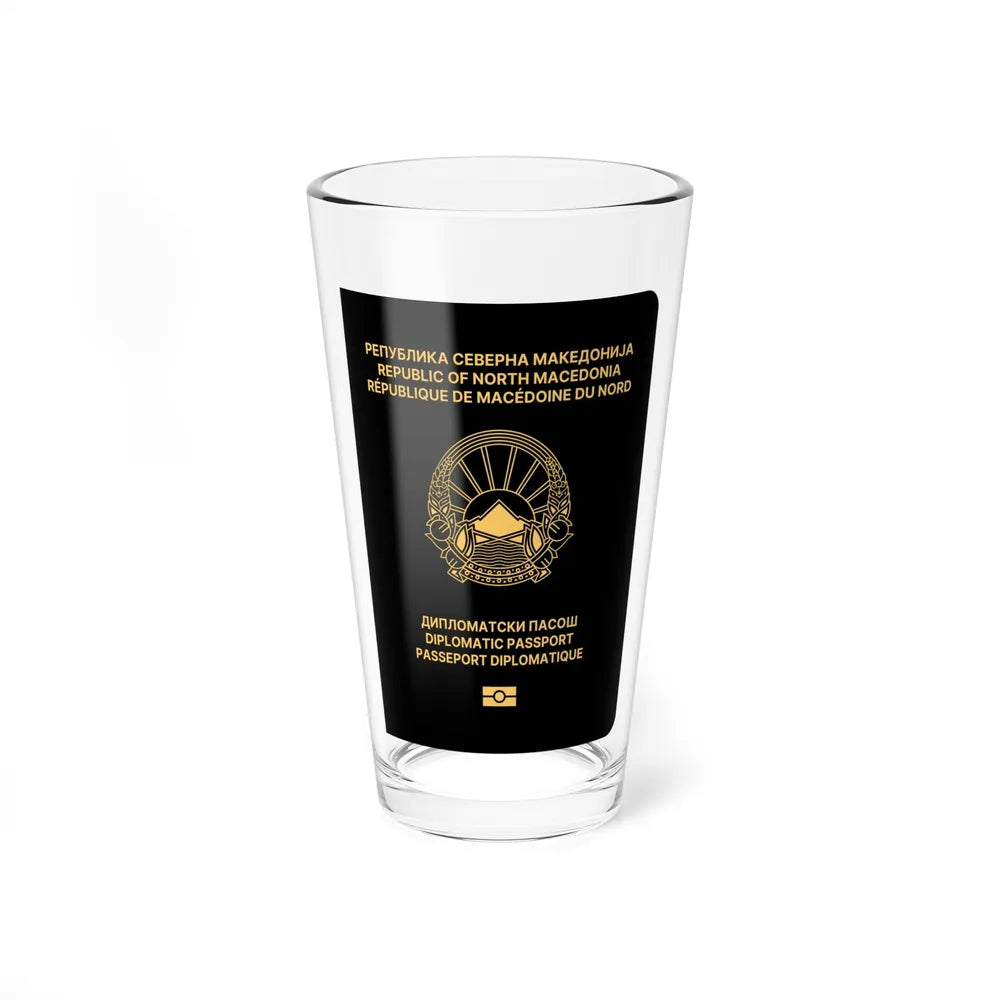 Macedonian Passport (Diplomatic) - Pint Glass 16oz-16oz-Go Mug Yourself