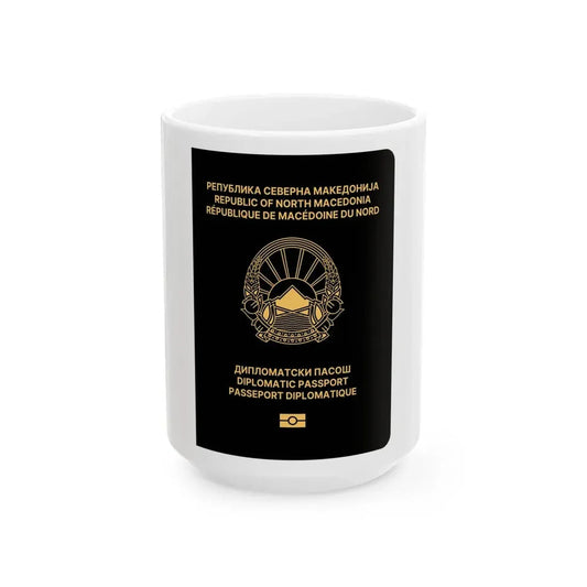 Macedonian Passport (Diplomatic) - White Coffee Mug 15oz - Go Mug Yourself