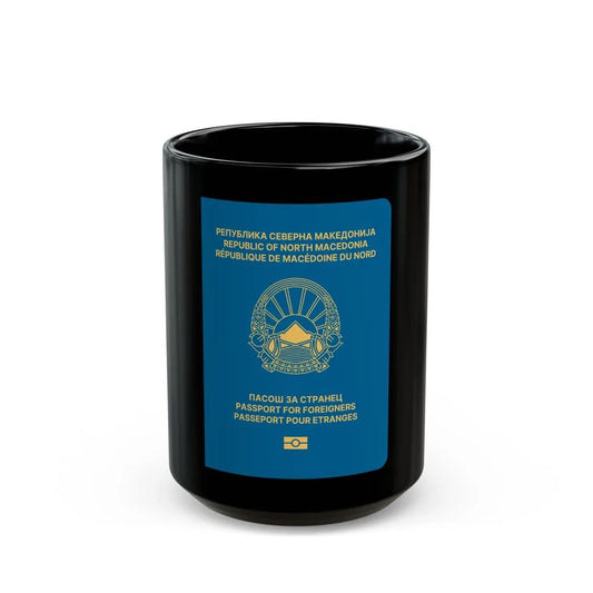 Macedonian Passport For Foreigners - Black Coffee Mug-15oz-Go Mug Yourself