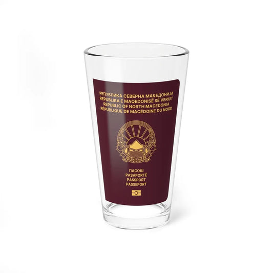 Macedonian Passport (Type B) - Pint Glass 16oz-16oz-Go Mug Yourself