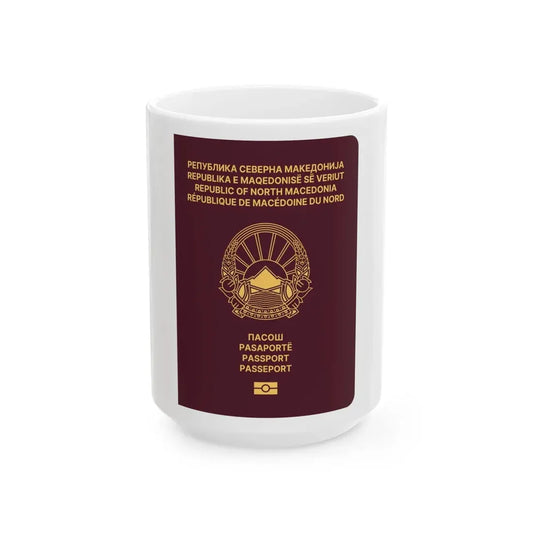 Macedonian Passport (Type B) - White Coffee Mug 15oz - Go Mug Yourself