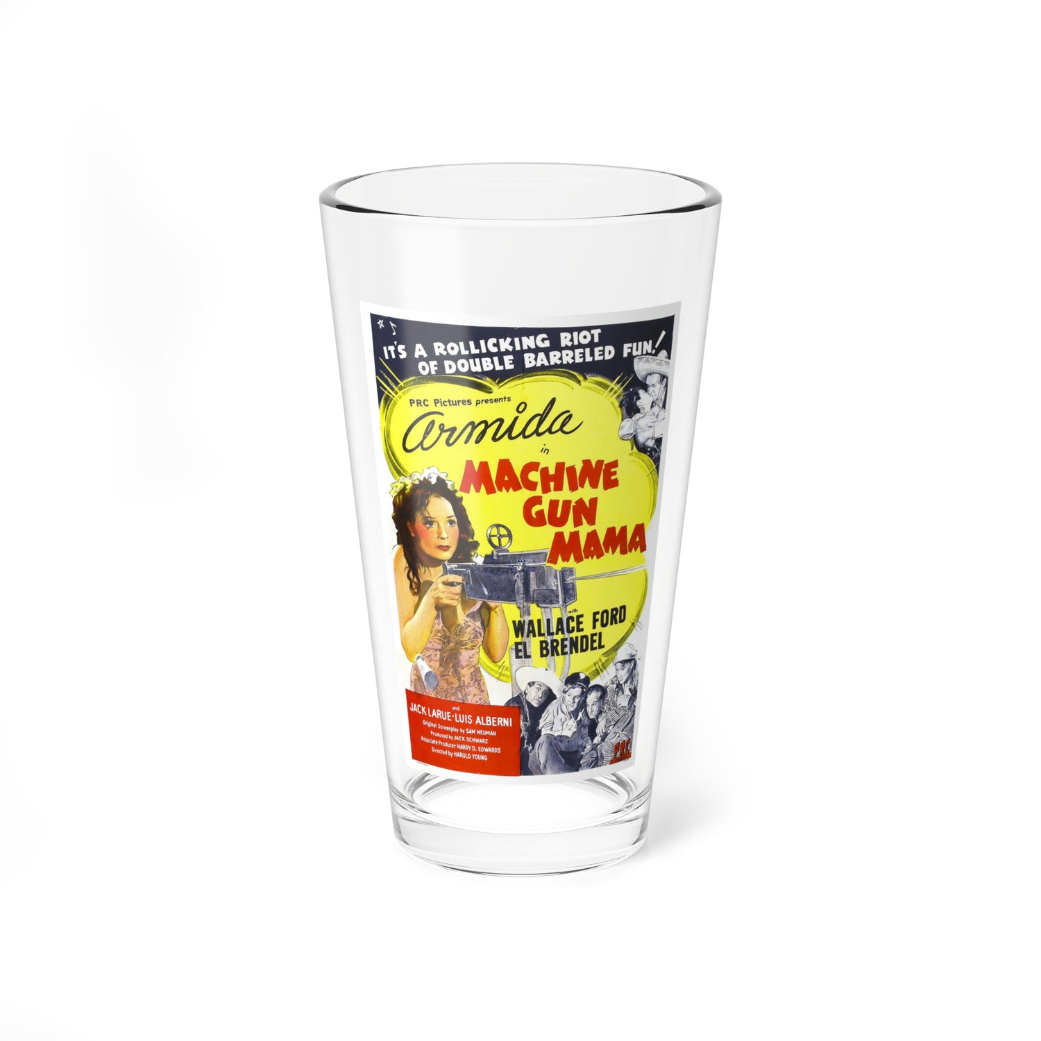 MACHINE GUN MAMA 1944 Movie Poster - Pint Glass 16oz-16oz-Go Mug Yourself